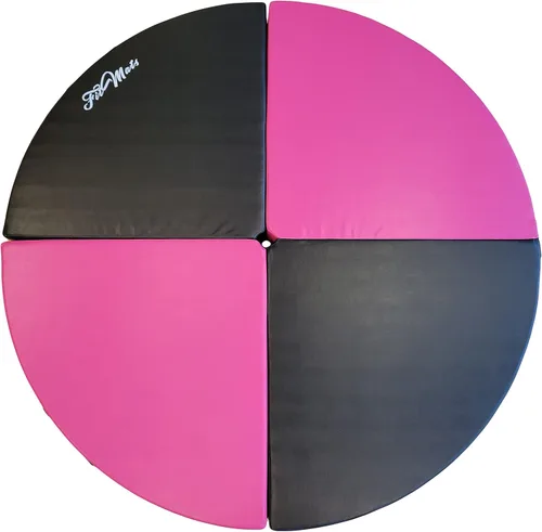 Vista 3 de Cojín circular plegable de 5 pies de ancho para ejercicio y bastón de baile. Alfombrilla de seguridad de espuma EPE reticulada portátil con cubierta