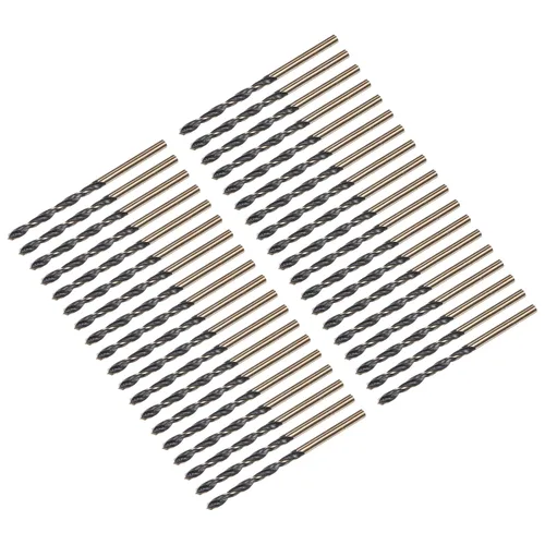 Vista 37 de uxcell Brocas Jobber de 0.118 in (0,118 pulgadas) de nitruro negro y oro recubierto de titanio M2 de alta velocidad (HSS) Brocas helicoidales
