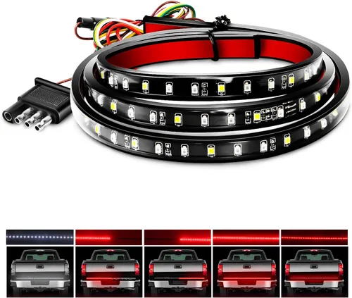 Vista 23 de Nilight - Tira de luz LED para plataforma trasera de 30 pulgadas de UTV, 204 LED, luces de freno ámbar, luces intermitentes rojas, compatible