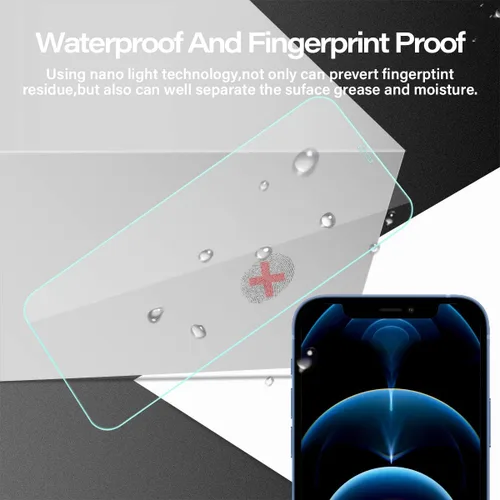 Vista 5 de BIG FACE Protector de pantalla compatible con iPhone 12 Pro + protectores de lente de cámara, [2 + 2 unidades] de vidrio templado transparente HD