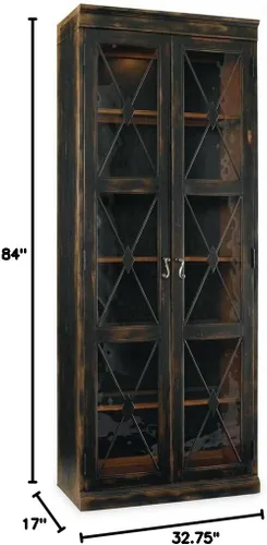 Vista 3 de Hooker Sanctuary - Vitrina con puerta de cristal fina de dos puertas, color negro ébano