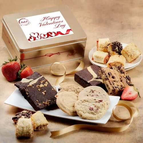 Vista 18 de Dulcet - Cesta de regalo gourmet con variedad de pasteles en una elegante caja de lata ensamblada, lata única de regalo para el padre para papá