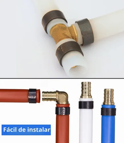 Vista 7 de 15 piezas de accesorios PEX de 1/2 pulgada, juego de acoplamientos rectos de codo TEE, combinación de accesorios de PEX de latón con Tees, codos