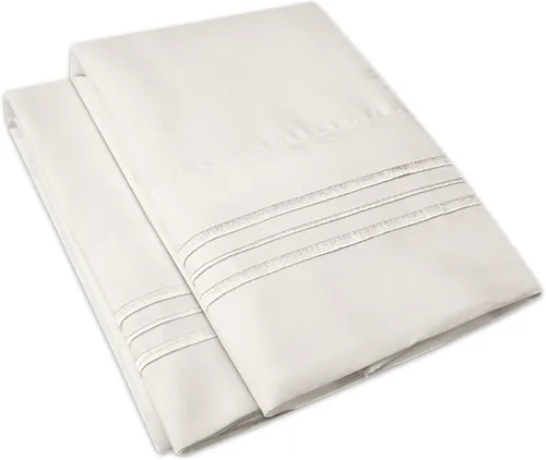 Vista 6 de 1500 Supreme Collection - Juego de 4 fundas de almohada para cama, bordadas de lujo, suaves y resistentes a las arrugas, transpirables, fundas