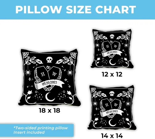 Vista 5 de Hyturtle Almohada gótica personalizada para parejas (inserto incluido) – Decoración espeluznante para Halloween y aniversario de boda – Regalos
