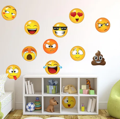 Vista 2 de calcomanías de pared, grandes, de Emoji # 6052