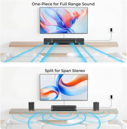 Vista 3 de Barra de sonido de 110 W para Smart TV, Dolby Digital Plus Barra de sonido para TV, Bluetooth 5.3, ARC Opt AUX Connect para cine en casa