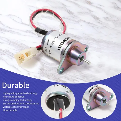 Vista 2 de 119653-77950 Solenoide de apagado de combustible 1503ES-12S5SUC5S Woodward M806808 para John Deere 790 990 2020 2030 2030A 2210 Yanmar 3TNE84 3TNE88