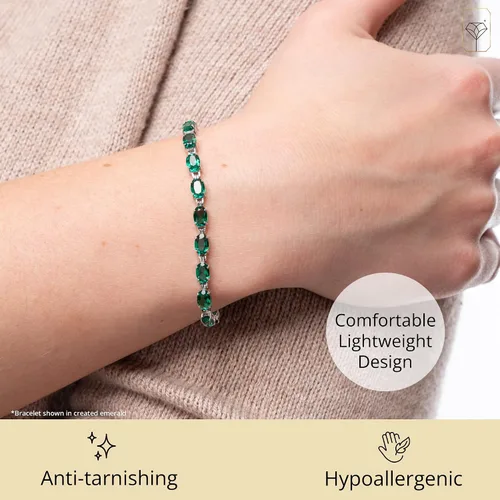 Vista 4 de MAX + STONE Pulsera de Tenis de Plata de Ley 925 con Piedras Natales para Mujeres Azul Zafiro creado