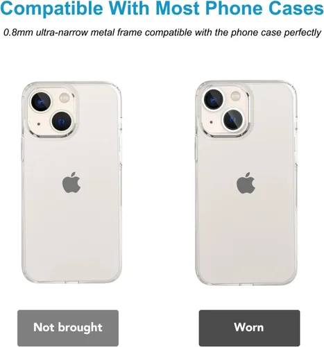 Vista 5 de [Púrpura] Cubierta completa de metal + protector de lente de cámara de vidrio templado para iPhone 14/14 Plus, funda de pantalla de lente de cámara