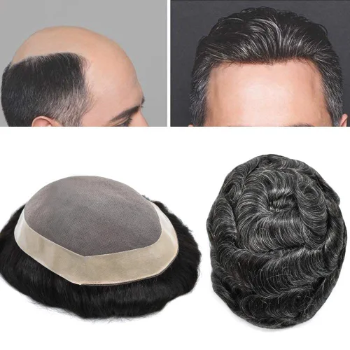 Vista 51 de LOVIN - Sistema de cabello humano para hombres, postizo fino de encaje mono para hombre, prótesis masculina de piel de polietileno alrededor