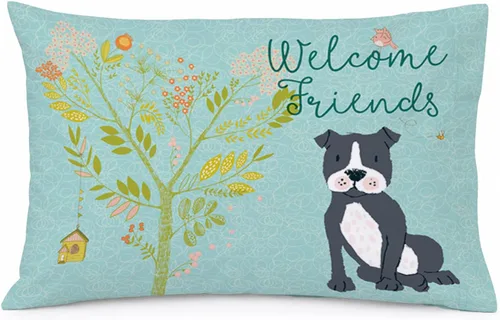 Vista 82 de Caroline's Treasures BB7625PILLOWCASE - Funda de almohada decorativa de tela con texto en inglés "Welcome Friends" Airedale Terrier estándar