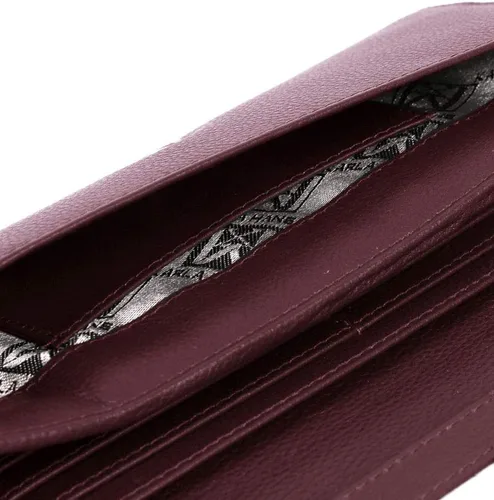 Vista 7 de Cartera plegable de piel RFID para mujer, Borgoña, Cartera Rfid