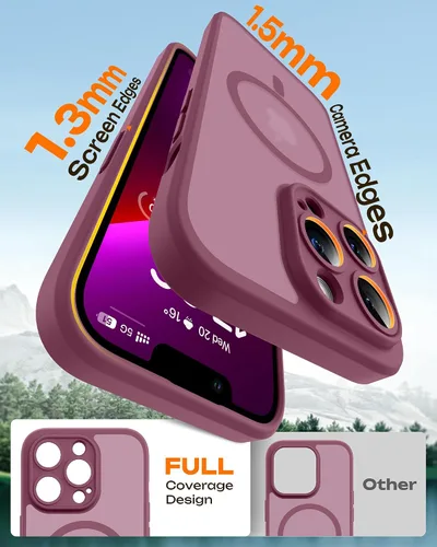 Vista 267 de TOCOL Funda magnética 3 en 1 para iPhone 15 Pro, mejorada [protección completa de cámara] con 2 protectores de pantalla, compatible con MagSafe Gris