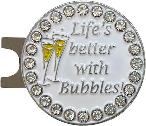 Vista 8 de Giggle Golf Happy Hour Bling Golf Ball Marker with Hat Clip.