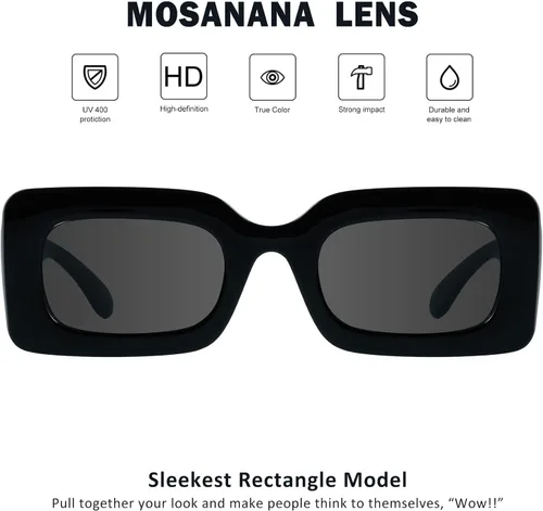 Vista 4 de mosanana Gafas de sol rectangulares de moda para mujeres y hombres modelo Trimble