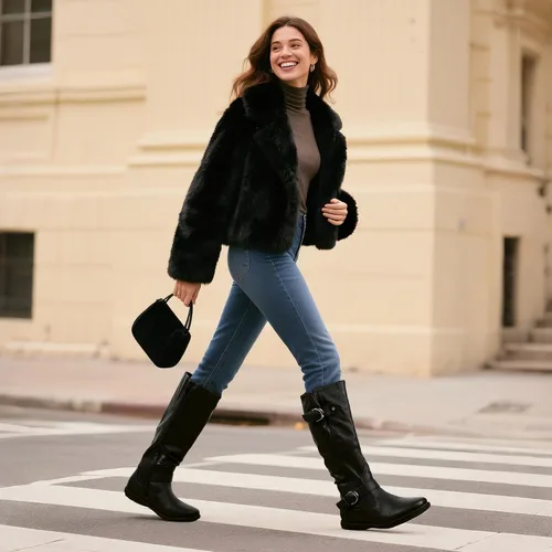 Vista 2 de DREAM PAIRS - Botas de invierno altas hasta la rodilla con forro de piel sintética para mujer