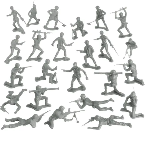 Vista 4 de TimMee Hombres de Ejército de Plástico - 48 figuras de soldados de juguete, gris - Fabricado en EE. UU