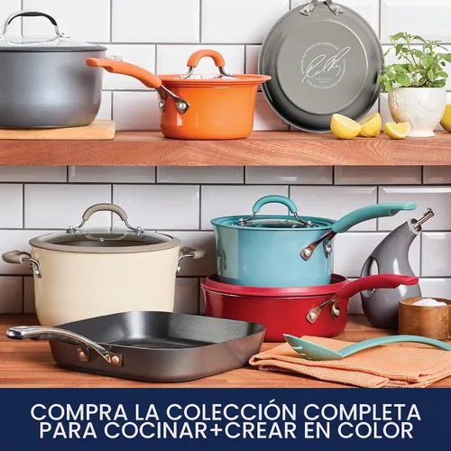 Vista 12 de Rachael Ray Cook + Create - Juego de utensilios de cocina antiadherentes de aluminio, 10 piezas, azul agave
