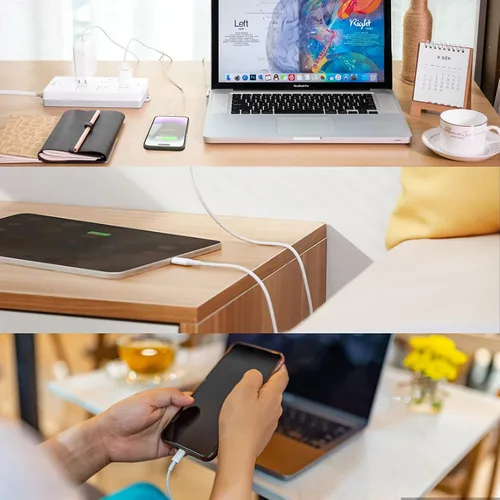 Vista 8 de [Certificado MFi de Apple] Cargador de iPhone, paquete de 2 cargadores de pared USB de carga rápida, adaptador de enchufe de viaje con USB a