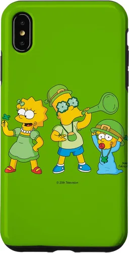 Vista 7 de Funda verde para iPhone 15 The Simpsons Lisa Bart Maggie Día de San Patricio