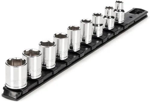 Vista 18 de TEKTON SHD91105 - Juego de llaves de vaso de 6 puntos con riel de 3/8 pulgadas de profundidad, 9 piezas (5/16 - 3/4 pulgadas)