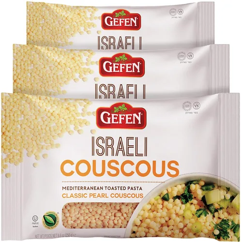 Vista 4 de Gefen Cuscús perlado clásico israelí, 8.8 onzas, pasta tostada mediterránea totalmente natural