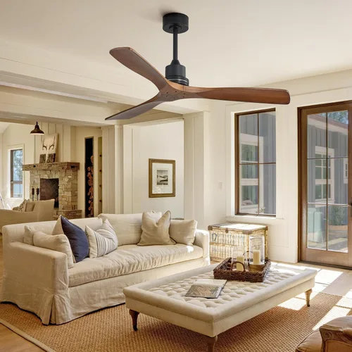 Vista 9 de Sofucor - Ventilador de techo sin luces, de 52 pulgadas, de perfil bajo, montaje empotrado, moderno, de madera, con control remoto, para interiores