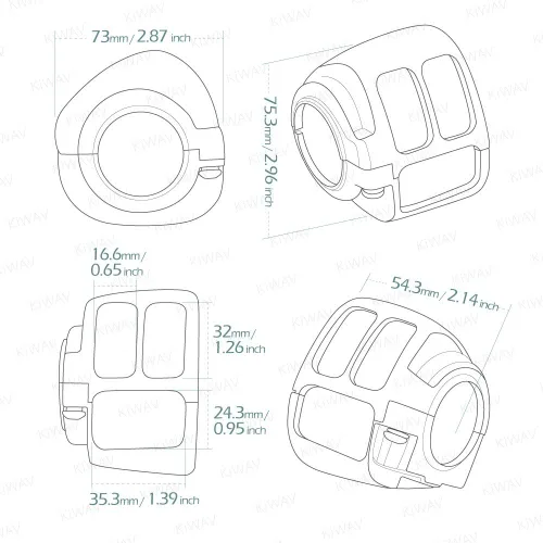 Vista 4 de KiWAV Carcasa de interruptor negra compatible con Harley-Davidson '12-Later Dyna Softail '14-Later XL OEM #71826-11