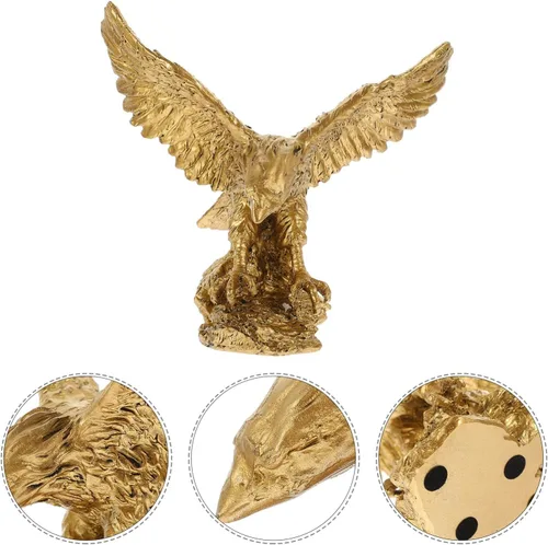 Vista 7 de Estatua de águila de resina, figuras de águila calva, doradas, doradas, vintage, águila, escultura, Fengshui, figuras de animales, oficina, hogar