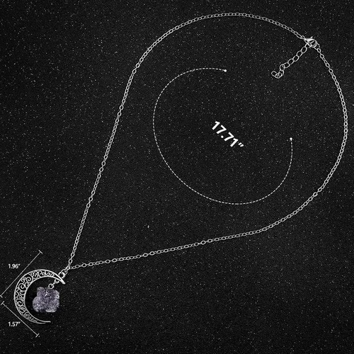 Vista 5 de MJartoria Collar para mejor amigo, colgante de cristal de luna, collar BFF para 2, "Love Across Light Years", colgante de cristal curativo