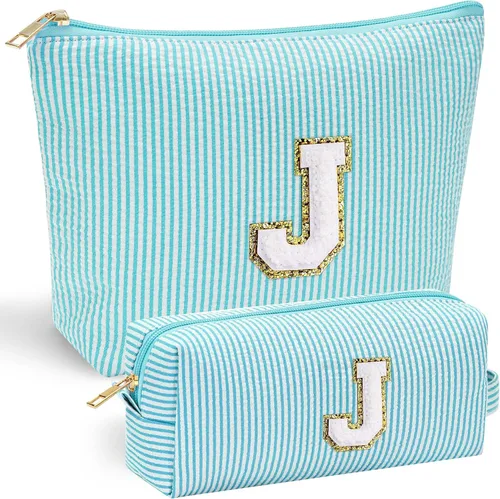 Vista 157 de YOOLIFE Regalos del Día de la Madre para Mujeres, Bolsa de Maquillaje con Iniciales, Bolsa de Maquillaje para Viaje, Bolsa de Maquillaje Negro