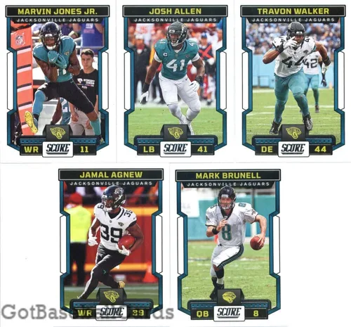 Vista 2 de 2023 Score Veteran Jacksonville Jaguars Team Set of 10 Cards: Trevor Lawrence(#17), Travis Etienne Jr.(#18), Christian Kirk(#19), Zay Jones(#20)