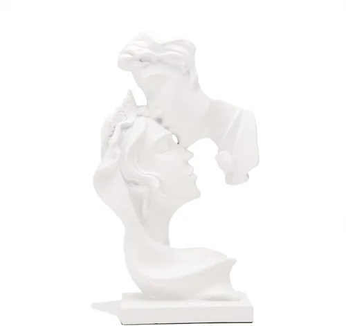 Vista 9 de BRABUD Hombre Kiss Mujer Frente Mano Estatua de Resina Pareja Beso Escultura 9.8 pulgadas (H) Decoración de estantería moderna creativa