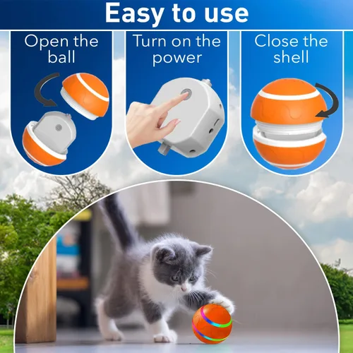 Vista 3 de CSD Juguete automático de pelota para perros, recargable por USB, modo dual, exterior suave e interior de PC, para razas pequeñas