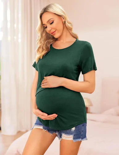 Vista 3 de Ekouaer Camisetas de lactancia de manga corta para mujer, de doble capa, tallas S-XXL