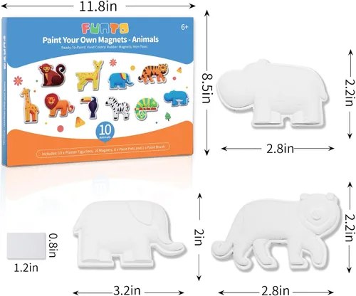 Vista 4 de Funto Pinta tu propio unicornio y animal, juego de 16 figuras de arte y manualidades para niños, cerámica para pintar, proyectos de vapor, actividad