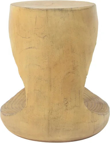 Vista 7 de SSLin Mesa auxiliar redonda hueca, mesa auxiliar de grano de madera marrón envejecida, mesa auxiliar de óxido de magnesio totalmente montada, mesa