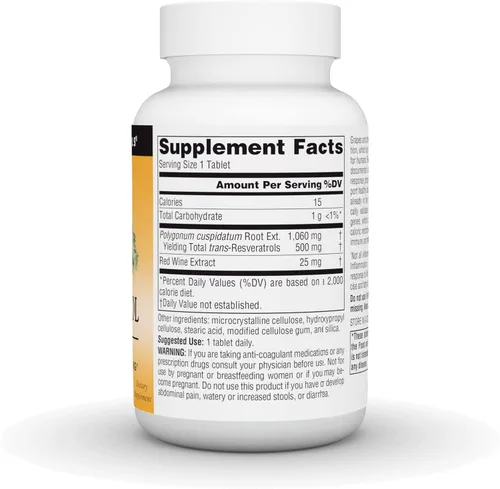 Vista 2 de Source Naturals Resveratrol 550, Apoyo al Corazón y Envejecimiento Saludable*, 500 mg - 30 Tabletas