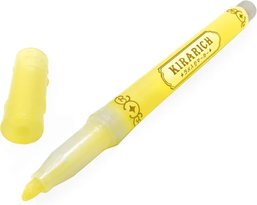 Vista 2 de Zebra - Kirarich - Resaltadores de tinta con purpurina - Punta de cincel - Amarillo - Paquete de 5