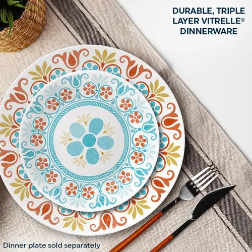 Vista 3 de Corelle Vitrelle - Juego de platos de aperitivos para ensalada de 6 piezas (6.75"), vidrio de triple capa y resistente a las astillas, platos
