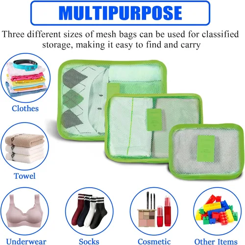 Vista 4 de Organizador de viaje, juego de 3 bolsas de almacenamiento de viaje, multifuncionales, organizadores de equipaje de viaje, bolsa con cremallera