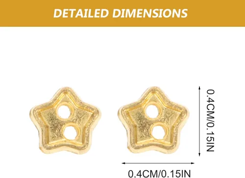 Vista 2 de 100 mini botones de estrella para manualidades, manualidades, muñecos de felpa rellenos, proyectos de álbumes de recortes, dorado, 100