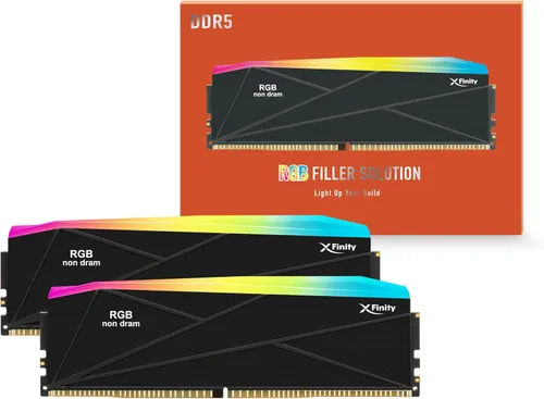 Vista 3 de V-Color Manta XFinity DDR5 RGB - Solución de llenado - 2 módulos - 0 GB de RAM - Compatible con Intel/AMD - Negro con barra de luz