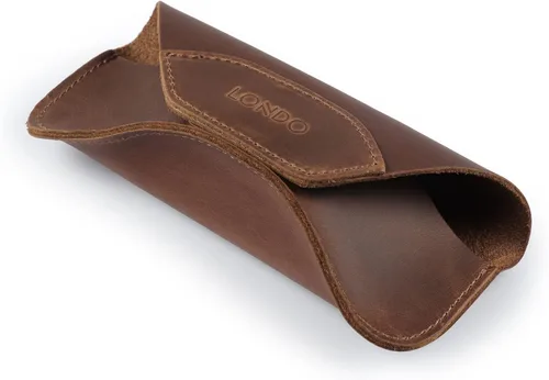 Vista 9 de Londo Funda de piel auténtica para gafas, gafas de sol, gafas y gafas con imán, CanelaEscapada nocturna