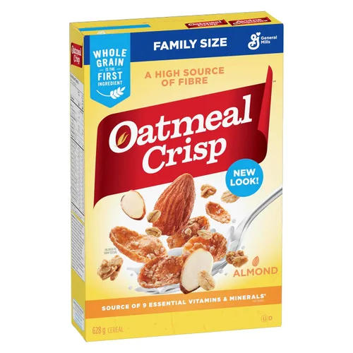 Vista 7 de General Mills Oatmeal Crisp Cereal de almendra, tamaño familiar, 22.15 oz/22.2 onzas, importado de Canadá