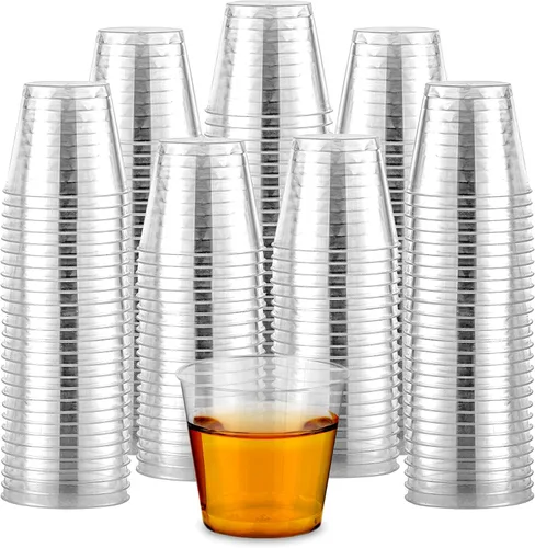 Vista 16 de Stock Your Home Paquete de 100 vasos de chupito de plástico (1 onza), vasos desechables transparentes para chupitos de gelatina, degustación