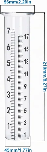 Vista 3 de Medidor de lluvia de 7 pulgadas de capacidad con soporte de estante de montaje de acero inoxidable, medidor de lluvia de montaje en poste