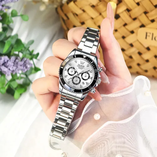 Vista 7 de OLEVS - Reloj de mujer de moda, reloj de vestir con diamantes, para mujer, analógico, de cuarzo, acero inoxidable, impermeable, luminoso, con fecha