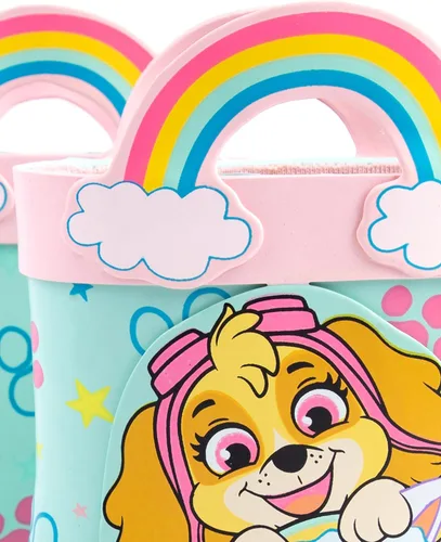Vista 4 de Paw Patrol Wellies - Botas para niñas y niños pequeños Everest Skye Rescue Pupps Follow Your Rainbow Wellington Zapatos para caminar resistentes